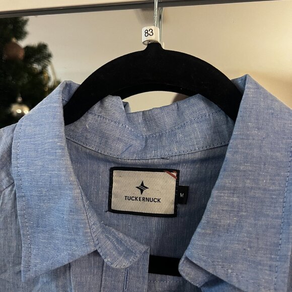 83 Tuckernuck Blue Long Sleeve Button Up Dress Size Medium - Picture 3 of 5